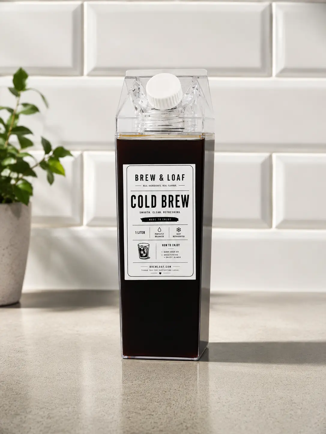 Cold brew coffee poured over ice